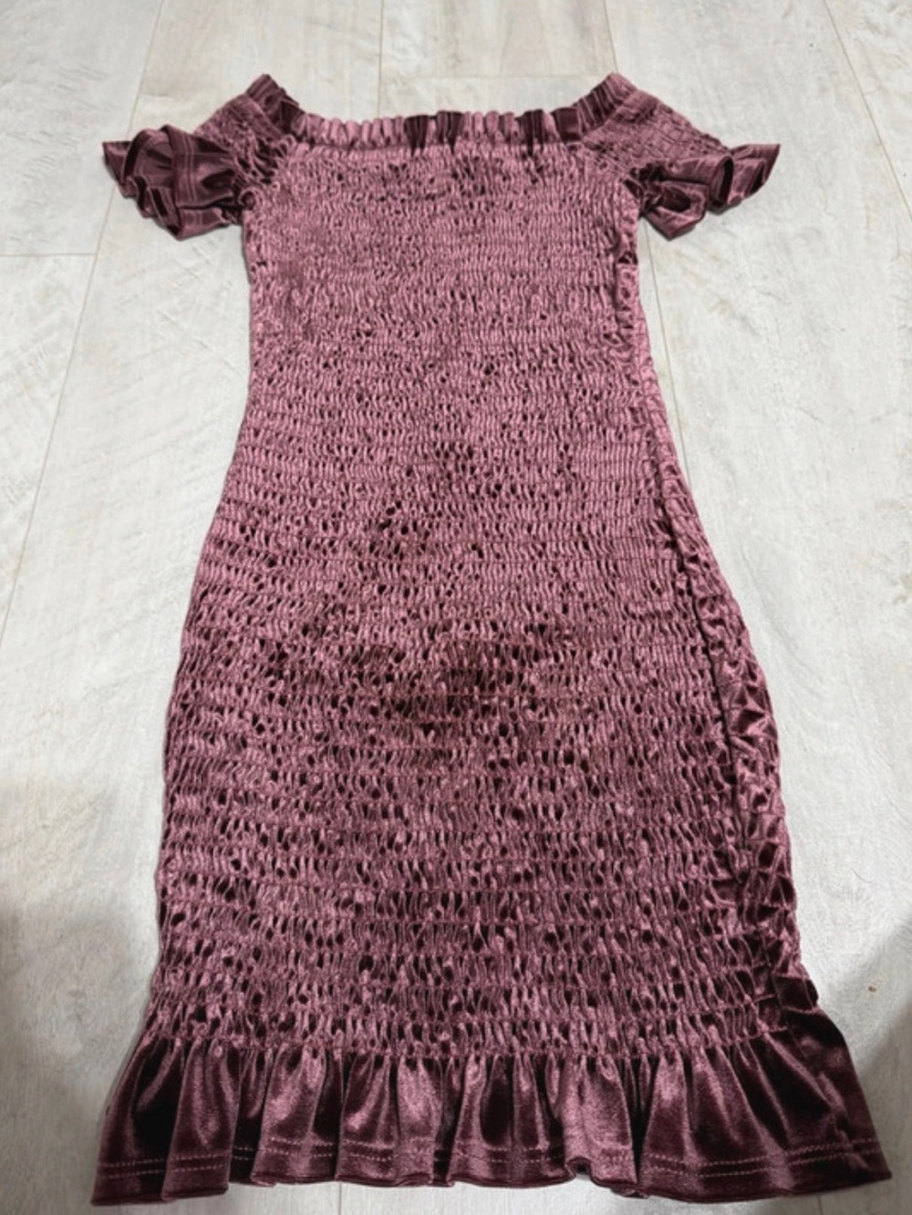 a'gaci Mauve Ruched One-Shoulder Velvet Dress